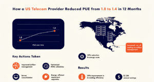 How a US Telecom Provider Reduced PUE from 1.8 to 1.4 in 12 Months data center PUE reduction case study